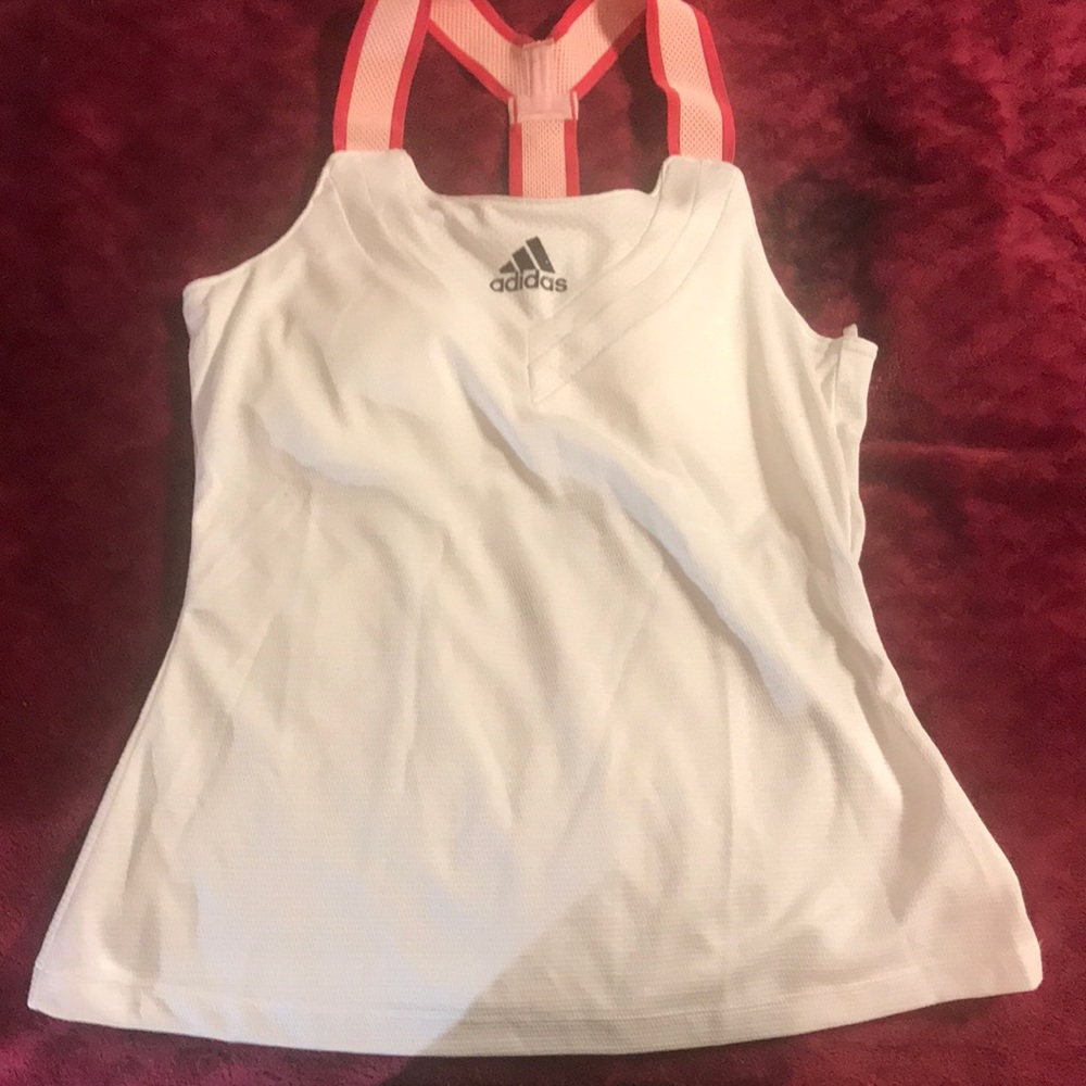 Adidas White & Pink Tank Top Size Small